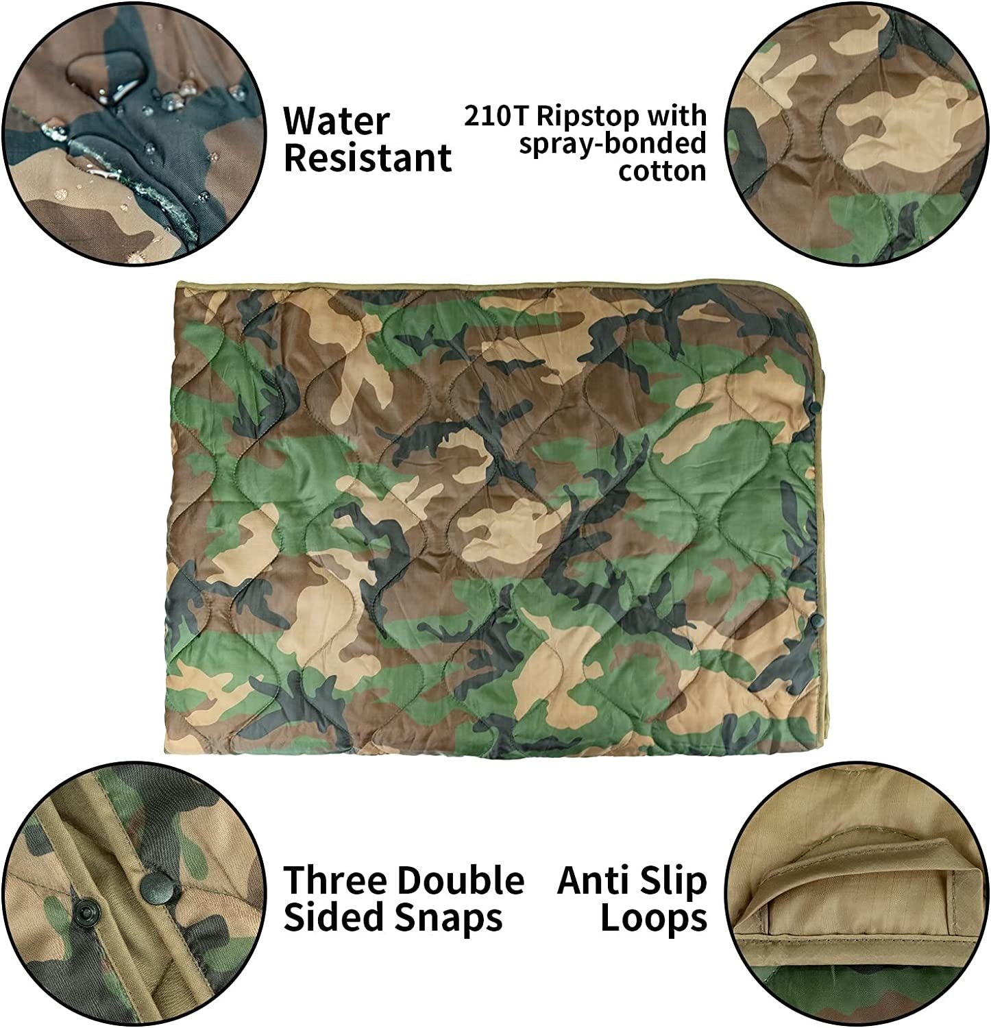 Kylebooker Camo Woobie Blanket Waterproof Poncho Liner for Outdoor Camping; Hiking; Hunting; Survival; Backpacking; Picnicking Doba